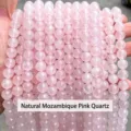 Cuentas redondas de cuarzo rosa natural de 8mm para la creación de joyas DIY y accesorios - 10mm aprox 37 piezas / Cuarzo rosa natural de Mozambique