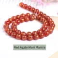 Perles en agate rouge gravées de symboles du mantra Om Mani Padme Hum dorés - 6mm Environ 60 Pièces / Perles en Agate Rouge avec Mantra des Six Syllabes