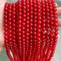 Cuentas redondas de calcedonia roja vibrante para accesorios de joyería DIY - 12mm (Aprox. 31 Unidades) / Rojo Brillante