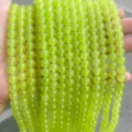 Cuentas redondas de calcedonia verde oliva para joyas de bricolaje y accesorios de pulsera - 6mm aprox 60 piezas / Color Verde Manzana Optimizado de Alta Calidad