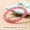 Elegant light pink 5A natural strawberry quartz round bead bracelet for women - 5A Grade Natural Strawberry Quartz Bracelet (Clean Crystal) / 27 Pieces Pack (6mm)