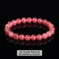 High quality 3A natural strawberry quartz crystal beaded stretch bracelet for women - 3A Natural Strawberry Quartz Bracelet / 27 Pieces Pack (6mm)