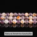 Natural Ametrine Auralite round crystal beads for DIY jewelry making accessories - 6mm (Approx 60 Pcs/Strand) / Natural Ametrine Azeztulite Loose Beads