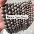 Natural flame stone round loose beads for DIY jewelry and bracelet making - 4mm (Approx 90pcs) / Natural Flame Stone
