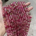 High-quality pink and green cracked K9 crystal round beads for DIY jewelry making - Watermelon Color K9 Crystal