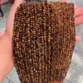 Perles en pierre naturelle oeil de tigre facettées pour la création de bijoux DIY - 2mm environ 180pcs / Perles en vrac d'œil de tigre jaune naturel facetté