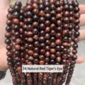 Perles rondes en pierre œil de tigre rouge naturel de qualité 3A - 4mm environ 90pcs / Rouge Naturel 3A