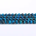 Perles rondes en pierre d'oeil de tigre bleu naturel pour bijoux - 4mm environ 90pcs / Bleu Royal Amélioré 5A
