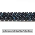 Perles rondes en œil de tigre bleu foncé de qualité 5A pour la création de bijoux DIY - 4mm environ 90pcs / Bleu Foncé Amélioré 5A