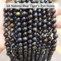 Perles rondes en œil de tigre bleu naturel pour la fabrication de bijoux et DIY - 6mm (env. 60pcs) / Oeil de Tigre Bleu Naturel 5A