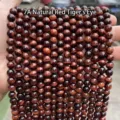 Perles rondes en pierre œil de tigre rouge naturel 7A pour la création de bijoux - 6mm (env. 60pcs) / Oeil de Tigre Rouge Naturel 7A