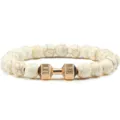 Witte steen kralen armband met gouden halter fitness bedel voor sport training en workout. - Wit Turkoois