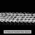 Cuentas de cuarzo transparente facetadas naturales 7A para manualidades de joyería DIY - 6mm aprox 60 piezas / Cuarzo Blanco Natural de 128 Caras Grado 7A