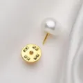 Pearl Anti-Glare Shirt Button Brooch Decorative Safety Pin with Gold Locking Back - Gold Base Pearl Pin Buckle