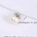 Pearl anti-glare brooch collar button, elegant white imitation pearl with secure pin. - Silver Base Pearl Pin Buckle