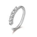 Silberfarbene Ohrklemme Variante mit Zirkonia, schickes Clip-Design ohne Piercing. - Einzelner Nasenring / Silber