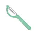 Stainless steel fruit peeler with ergonomic green handle for kitchen potato apple peeling. - Green Style