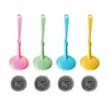 Langer Griff Reinigungsbürste mit Stahlkugel Küchen Topfputzer Mehrfarbig Set - Kleiner Drahtball Griff Stil / Kleine Größe Zufällige Farbe