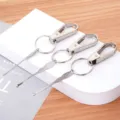 Portable metal ear spoon keychain, convenient daily ear cleaning tool with secure hook ring. - Metal Ear Spoon Keychain