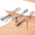 Roestvrijstalen nagelknipper sleutelhanger set met oorprikker en karabijnhaak voor dagelijks. - Metallic