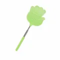 Extendable plastic fly swatter with stainless steel telescopic handle in light green color. - Green