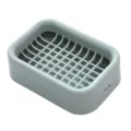 Double layer soap dish plastic drain soap holder for bathroom and travel use grey color - Blue