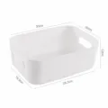 Grand panier de rangement de bureau en plastique blanc avec poignées pour la maison. - L / Blanc