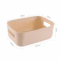 Grand panier de rangement en plastique, organisateur beige avec poignées pour bureau. - L / Abricot