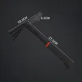 Black rubber handle two-in-one garden hoe and three-prong rake tool for outdoor planting. - Dual-Purpose Hoe with Black Grip