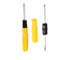 Dual-use screwdriver set with interchangeable flathead and Phillips bits for home repair. - 2 Inches / Yellow