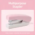 Compacte multifunctionele kunststof bureau-nietmachine, roze en witte kantoorbehoefte. - Lichtroze