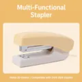 Crèmekleurige bureau nietmachine, compacte kunststof hechter voor 24/6 26/6 nietjes. - Lichtgeel