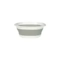 Collapsible washbasin white and grey variant, portable folding tub for travel outdoor student dorm. - S / Off-White