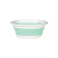 Collapsible washing basin portable folding face tub mint green color for home travel use - L / Blue & White