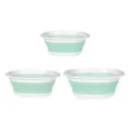 Portable foldable washbasin set, silicone travel outdoor folding basin for home and dorm. - Small Medium And Large Set / Blue & White