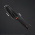 Black garden trowel with ergonomic rubber handle and metal blade for planting and digging. - Narrow Shovel with Black Grip