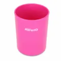 Plastic round pen holder desk organizer cute pencil cup office stationery pink storage pot - Pink