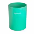 Green plastic pen holder round desk organizer with sponge cushion base for office supply. - Green