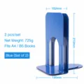 Blauwe metalen boekensteun zware boekensteun bureau organizer voor A4 B5 boeken 2 stuks - 8-Inch Medium / Blauw