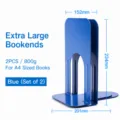 Duurzame metalen boekensteunen voor zware boeken, antislip boekenstoppers kantoor. - 9-Inch Groot / Blauw