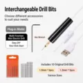 Mini electric drill rotary tool kit with USB cable, hex wrench and 10pcs drill bits for crafts. - 5V Brushless Copper Motor (10 Drill Bits Included)