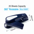 Agrafeuse de bureau rotative a 360 degres capacite 25 feuilles outil de papeterie de bureau bleu - 5360R bleu / 1 Unité