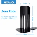 Black metal bookend for books, 7-inch heavy duty book stand desk organizer 2-pack - 7-Inch Small / Black