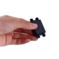 Zwarte kunststof modulaire opbergrek connector clip variant toont productdetails. - Stapelbare steunen / Transparant