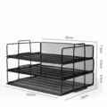 Organisateur de dossier de bureau en treillis métallique noir à 3 couches pour documents - 3 Couches sans Plateau / Noir