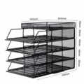 Organisateur de dossier de bureau en treillis métallique noir à 5 niveaux empilable support - Vertical 5 Couches avec Plateau / Noir