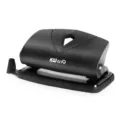Heavy duty black 2-hole paper puncher with adjustable guide ruler for office document binding. - 90R8 / Black