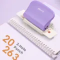 KW-trio 6-hole loose-leaf paper puncher with adjustable ruler for DIY planner notebook - Metal Hole Punch / Purple