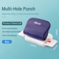 Multi-hole loose-leaf paper puncher with adjustable ruler and 5-sheet A4 capacity for DIY - Metal Hole Punch / Blue