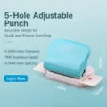Light blue 6-hole loose-leaf paper puncher with ruler guide for DIY planners and notebooks. - Metal Hole Punch / Green